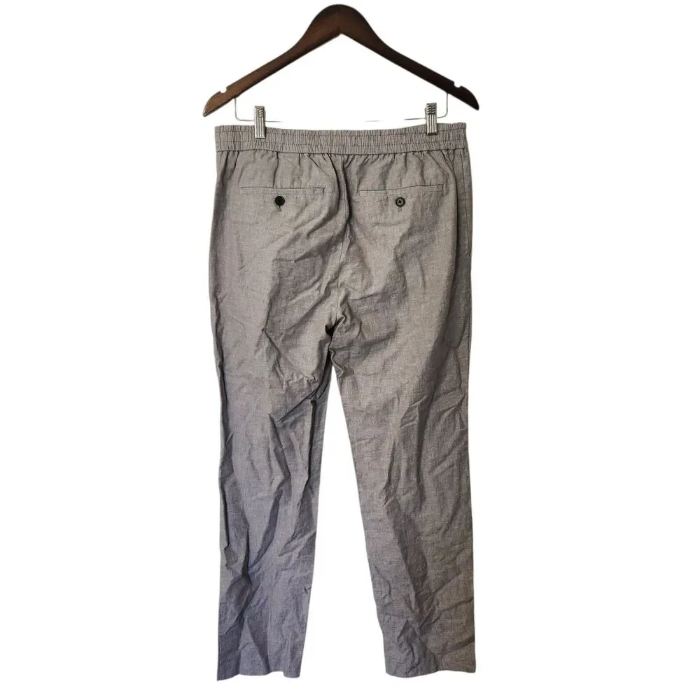 Banana Republic Mens 31 S Slim Fit Heather Gray Linen Drawstring Trousers Pants